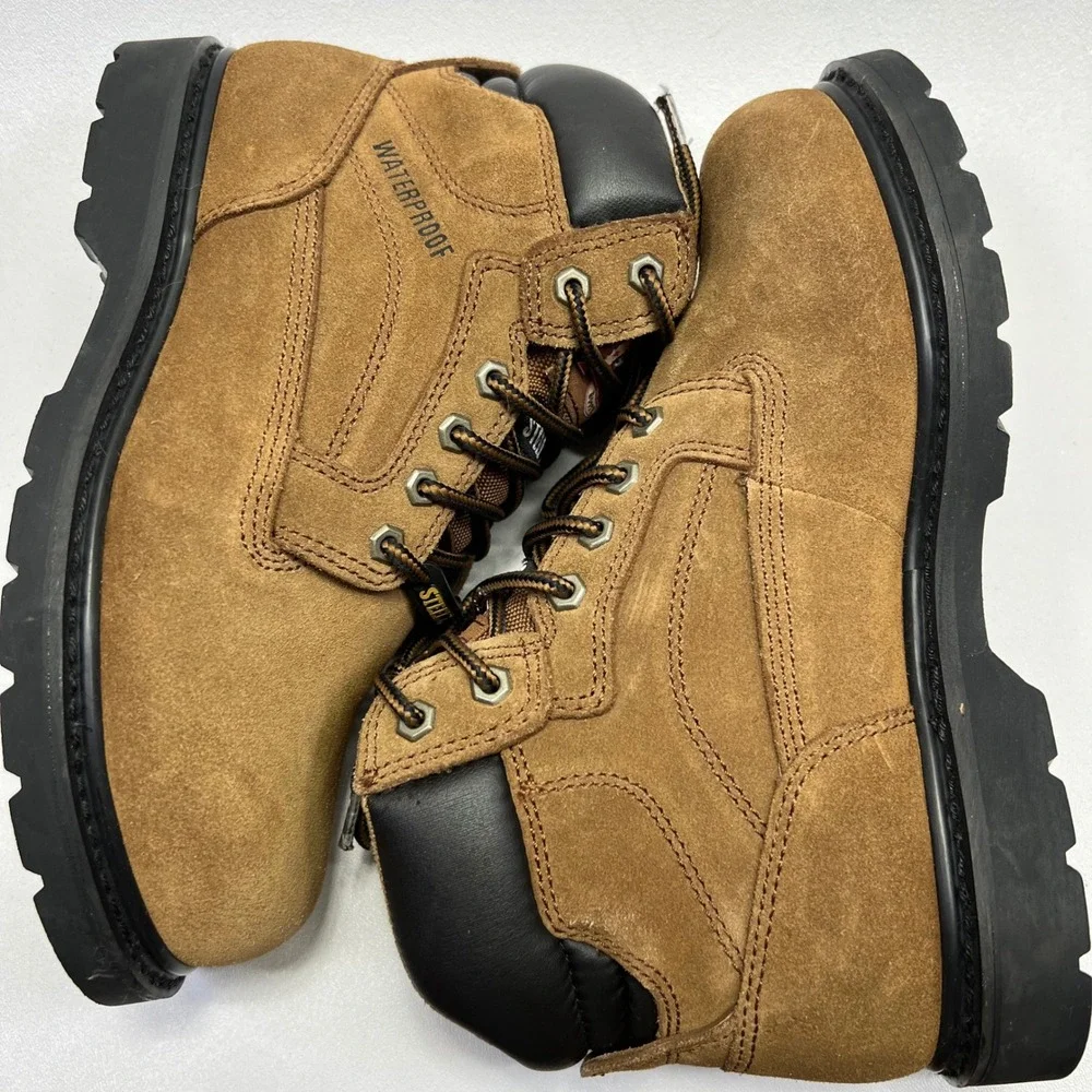 Brahma Alpha Boots Mens 7.5 Leather Steel Toe Waterproof Workwear No Insoles